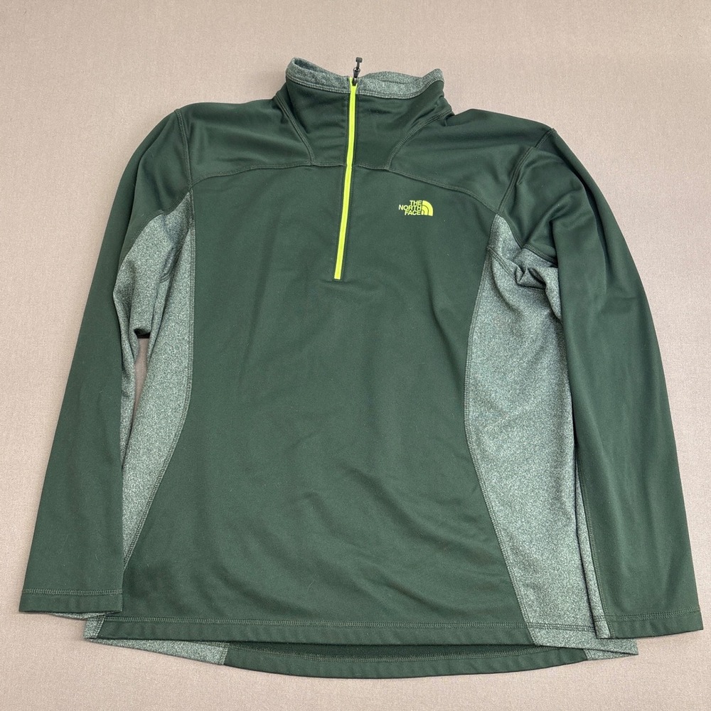 The North Face Mens XL Green Grey Quarter Zip Pullover Fleece Sweatshirt